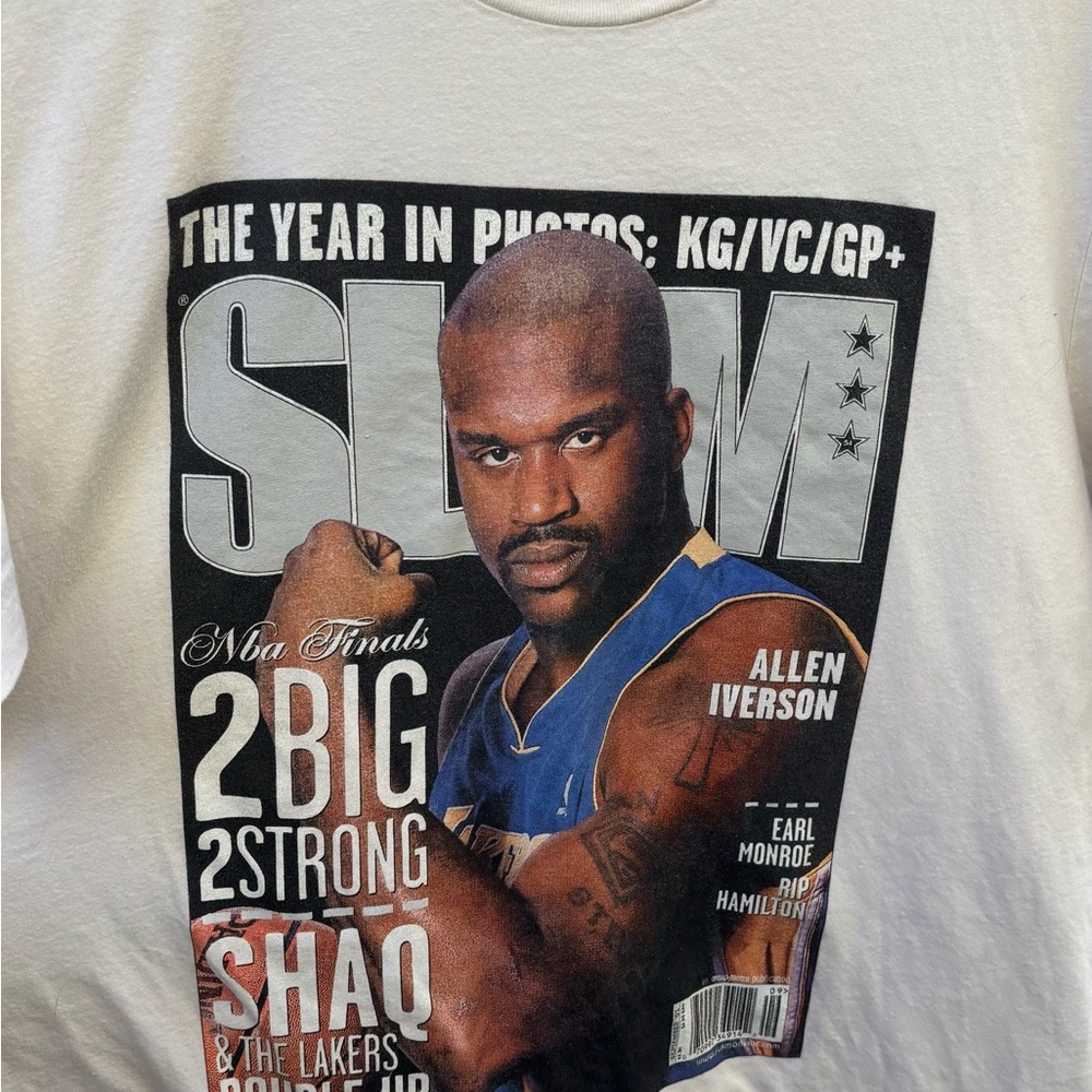 Mitchell & Ness White Short Sleeve Tee with Magazine Cover Design